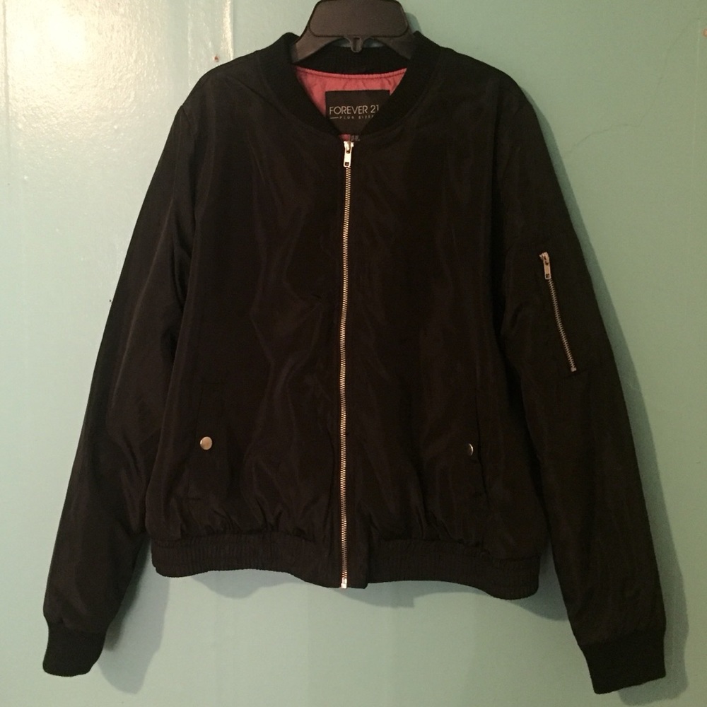 Brand New Forever 21 Black and Pink Bomber Jacket
